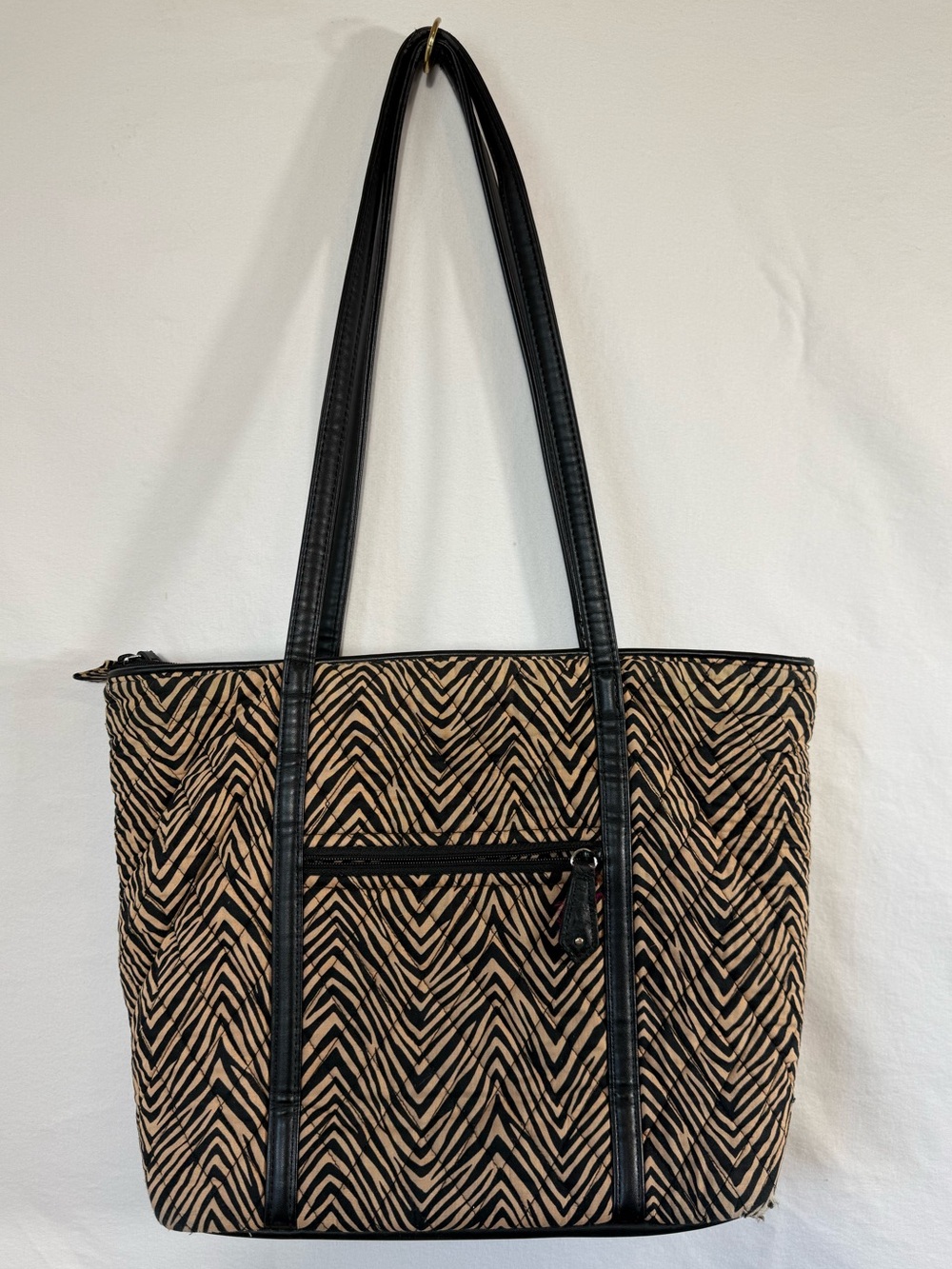 Vera Bradley Black and Tan Zebra-Print Tote - Picture 5 of 7